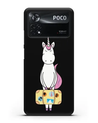 Чехол с дизайном Единорог с чемоданом для путешествий силиконовый для Xiaomi Poco X4 Pro