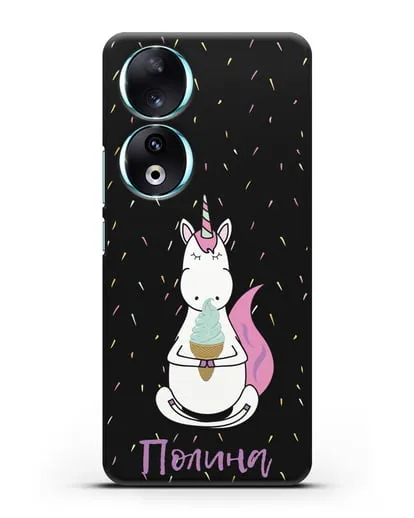 Именной чехол Единорог и мороженое силиконовый для Honor 90