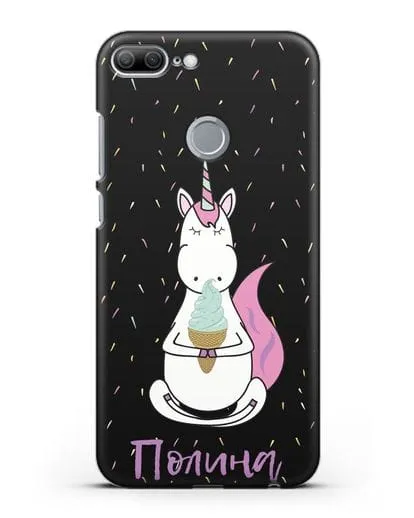 Именной чехол Единорог и мороженое силиконовый для Honor 9 Lite