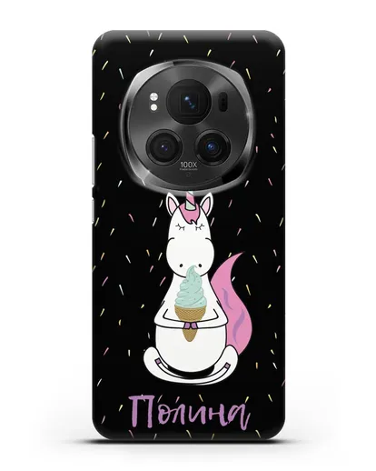 Именной чехол Единорог и мороженое силиконовый для Honor Magic 6 Pro