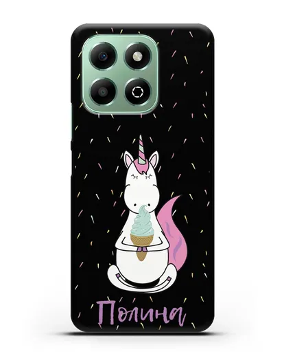 Именной чехол Единорог и мороженое силиконовый для Honor X6b