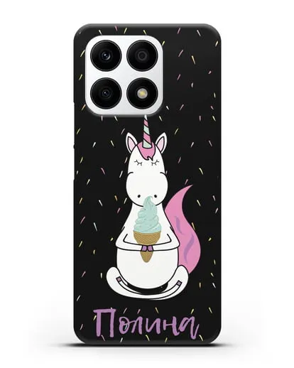 Именной чехол Единорог и мороженое силиконовый для Honor X8a