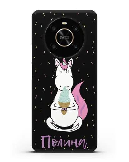 Именной чехол Единорог и мороженое силиконовый для Honor X9
