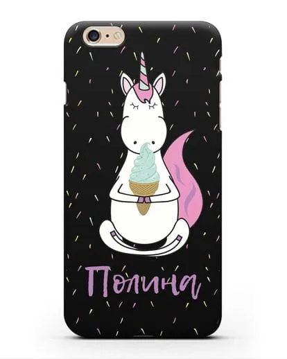 Именной чехол Единорог и мороженое силиконовый для iPhone 6 Plus
