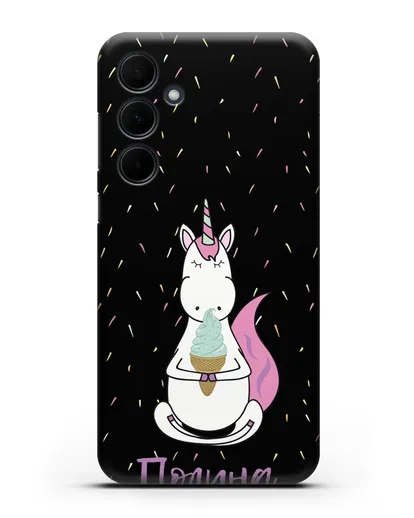 Именной чехол Единорог и мороженое силиконовый для Samsung Galaxy A35 [SM-A356]