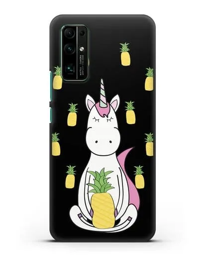 Чехол с рисунком Единорог и ананасы силиконовый для Honor 30