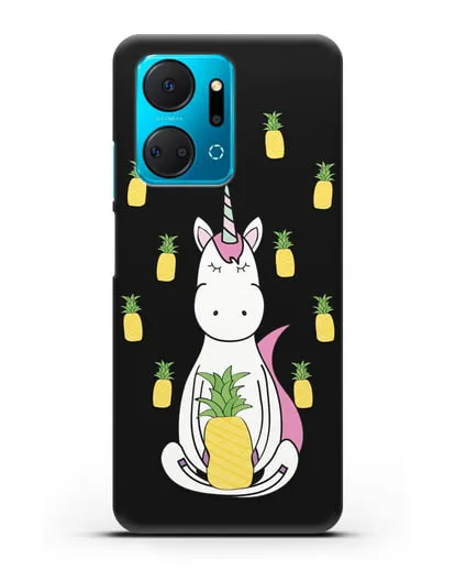 Чехол с рисунком Единорог и ананасы силиконовый для Honor X7a Plus
