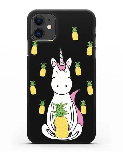 Чехол с рисунком Единорог и ананасы силиконовый для iPhone 11