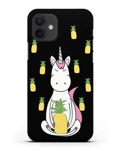 Чехол с рисунком Единорог и ананасы силиконовый для iPhone 12
