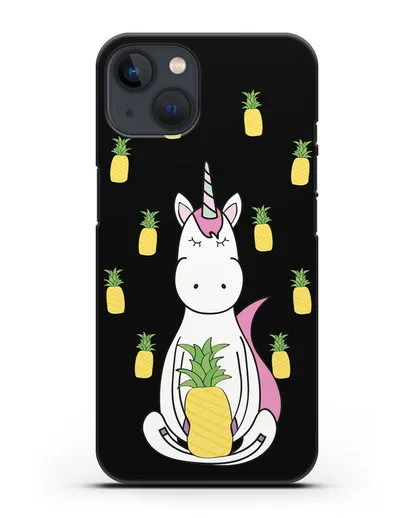 Чехол с рисунком Единорог и ананасы силиконовый для iPhone 13 Mini