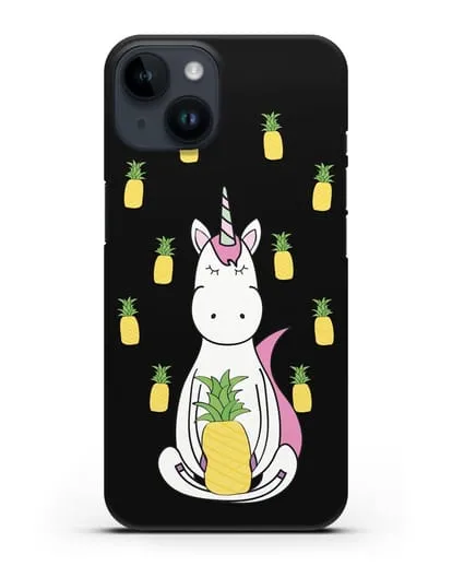 Чехол с рисунком Единорог и ананасы силиконовый для iPhone 14
