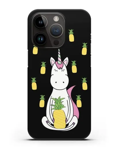 Чехол с рисунком Единорог и ананасы силиконовый для iPhone 14 Pro