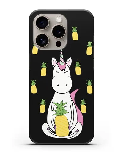 Чехол с рисунком Единорог и ананасы силиконовый для iPhone 15 Pro