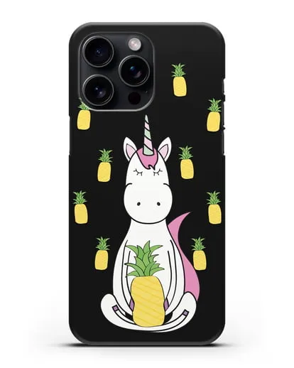 Чехол с рисунком Единорог и ананасы силиконовый для iPhone 15 Pro Max