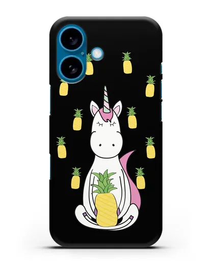 Чехол с рисунком Единорог и ананасы силиконовый для iPhone 16