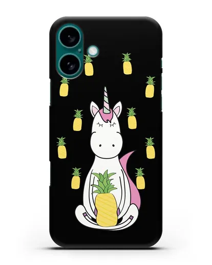 Чехол с рисунком Единорог и ананасы силиконовый для iPhone 16 Plus