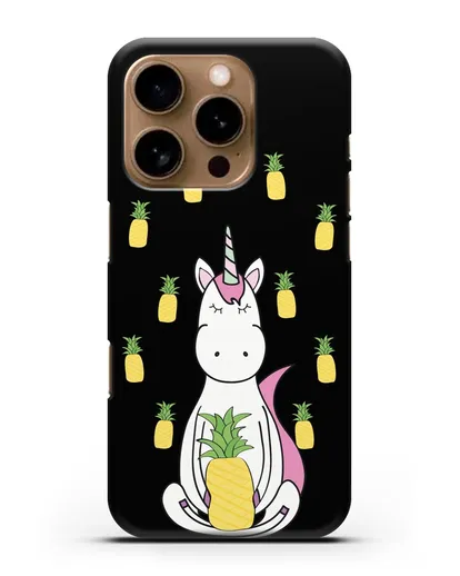 Чехол с рисунком Единорог и ананасы силиконовый для iPhone 16 Pro