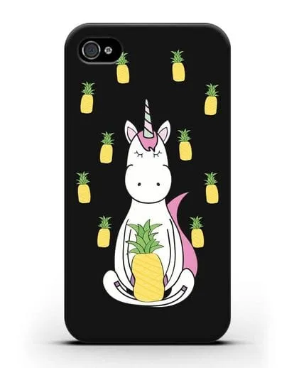 Чехол с рисунком Единорог и ананасы силиконовый для iPhone 4/4s