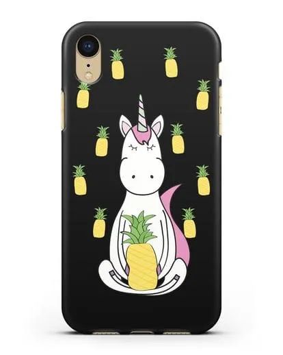 Чехол с рисунком Единорог и ананасы силиконовый для iPhone XR