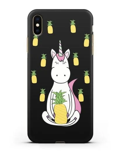 Чехол с рисунком Единорог и ананасы силиконовый для iPhone XS Max