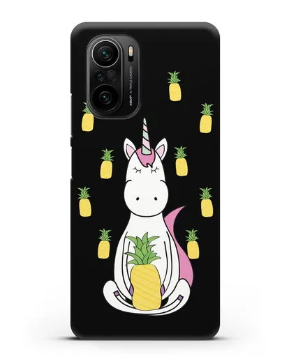 Чехол с рисунком Единорог и ананасы силиконовый для Xiaomi Poco F3