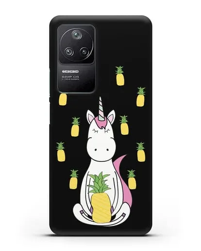 Чехол с рисунком Единорог и ананасы силиконовый для Xiaomi Poco F4