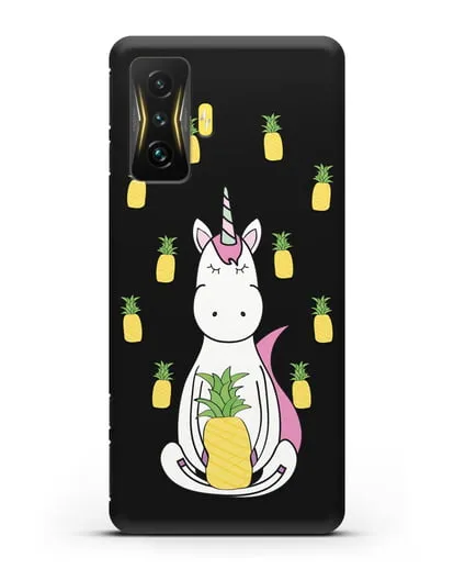 Чехол с рисунком Единорог и ананасы силиконовый для Xiaomi Poco F4 GT