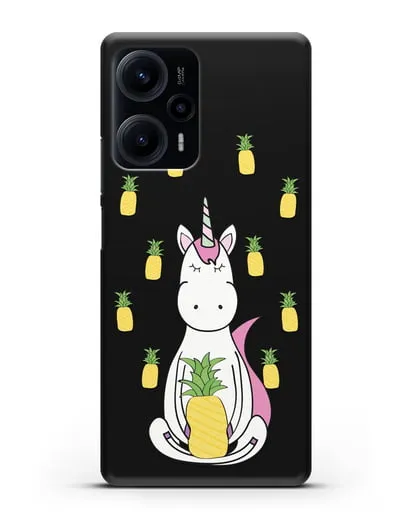 Чехол с рисунком Единорог и ананасы силиконовый для Xiaomi Poco F5