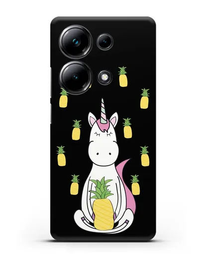 Чехол с рисунком Единорог и ананасы силиконовый для Xiaomi Poco M6 Pro