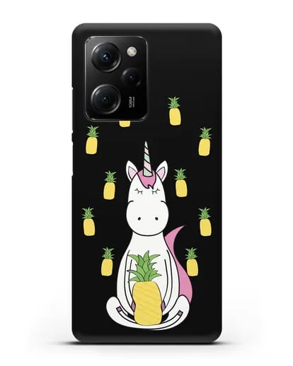 Чехол с рисунком Единорог и ананасы силиконовый для Xiaomi Poco X5 Pro