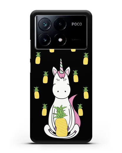 Чехол с рисунком Единорог и ананасы силиконовый для Xiaomi Poco X6 Pro