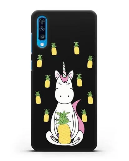 Чехол с рисунком Единорог и ананасы силиконовый для Samsung Galaxy A70 [SM-A705F]