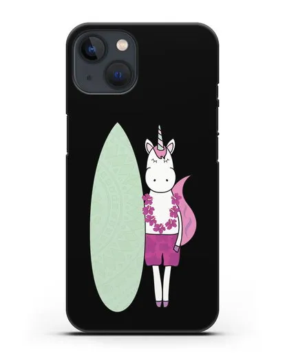 Чехол с рисунком Единорог и доска для виндсерфинга силиконовый для iPhone 13 Mini