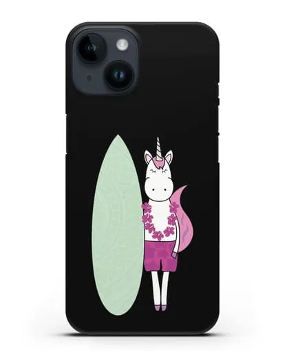 Чехол с рисунком Единорог и доска для виндсерфинга силиконовый для iPhone 14