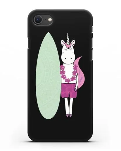 Чехол с рисунком Единорог и доска для виндсерфинга силиконовый для iPhone SE 2020