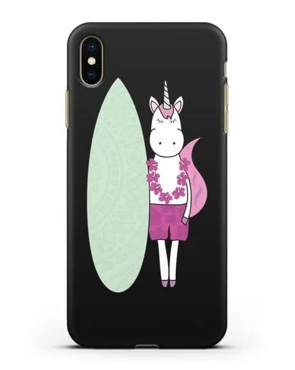 Чехол с рисунком Единорог и доска для виндсерфинга силиконовый для iPhone XS Max
