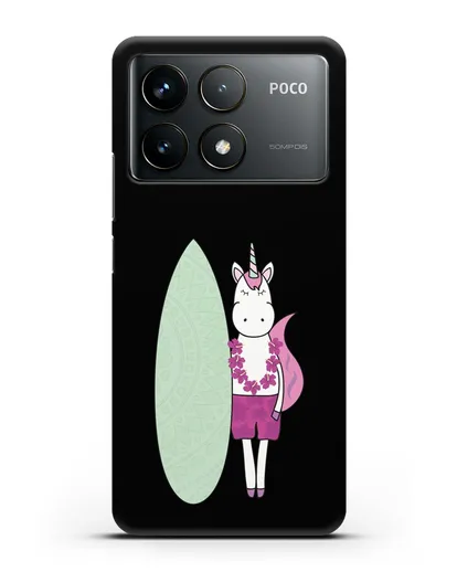 Чехол с рисунком Единорог и доска для виндсерфинга силиконовый для Xiaomi Poco F6 Pro