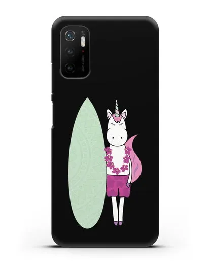 Чехол с рисунком Единорог и доска для виндсерфинга силиконовый для Xiaomi Poco M3 Pro