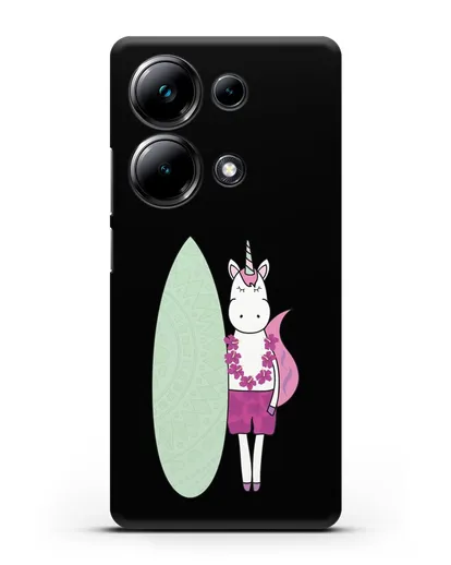 Чехол с рисунком Единорог и доска для виндсерфинга силиконовый для Xiaomi Poco M6 Pro