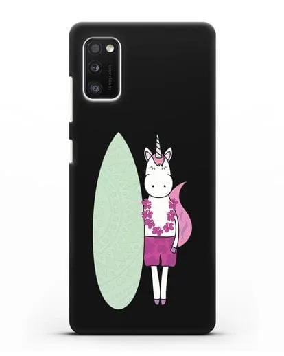 Чехол с рисунком Единорог и доска для виндсерфинга силиконовый для Samsung Galaxy A41 [SM-A415F]