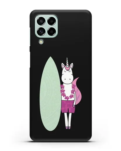 Чехол с рисунком Единорог и доска для виндсерфинга силиконовый для Samsung Galaxy M53 [SM-M536]