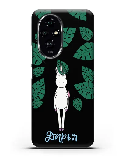 Именной чехол Единорог в тропиках силиконовый для Honor 200