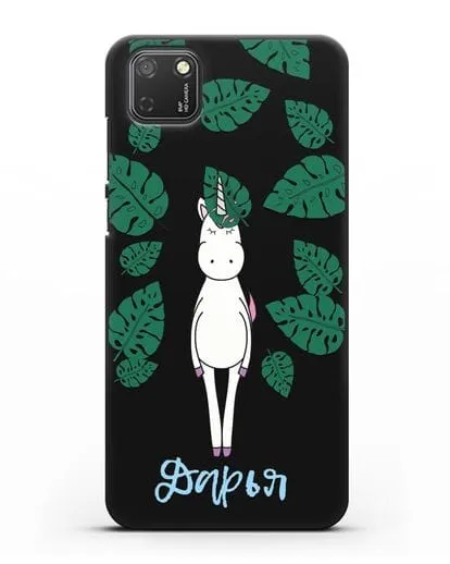 Именной чехол Единорог в тропиках силиконовый для Honor 9S