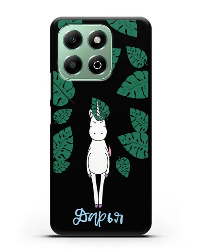 Именной чехол Единорог в тропиках силиконовый для Honor X6b