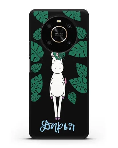 Именной чехол Единорог в тропиках силиконовый для Honor X9