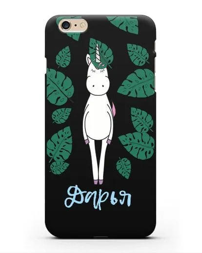 Именной чехол Единорог в тропиках силиконовый для iPhone 6 Plus
