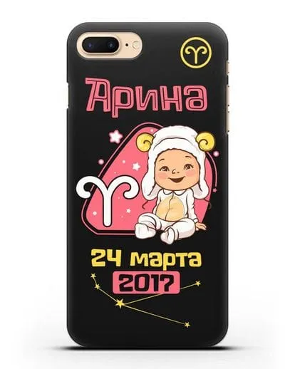 Именной чехол Знак зодиака Овен для девочки силиконовый для iPhone 7 Plus