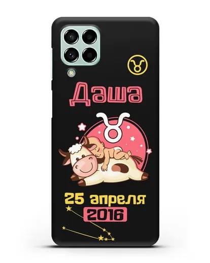 Именной чехол Знак зодиака Телец для девочки силиконовый для Samsung Galaxy M53 [SM-M536]