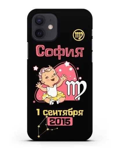 Именной чехол Знак зодиака Дева для девочки силиконовый для iPhone 12