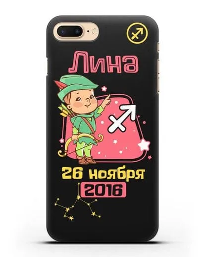 Именной чехол Знак зодиака Стрелец для девочки силиконовый для iPhone 8 Plus